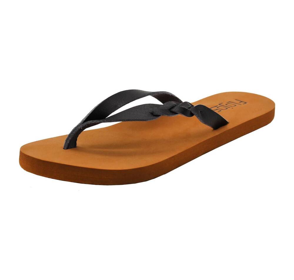 NEW FLOJOS women's serenity thong with outside strap flip-flop sandal in black/t